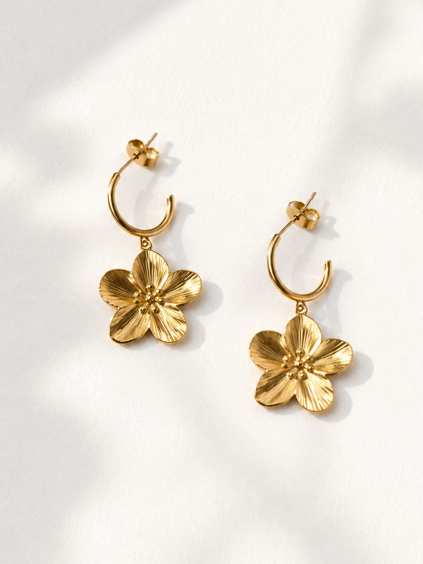Boucles d’Oreilles Fleur Dorée