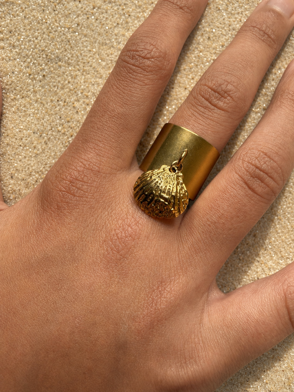 Bague Ouverte Coquillage Doré