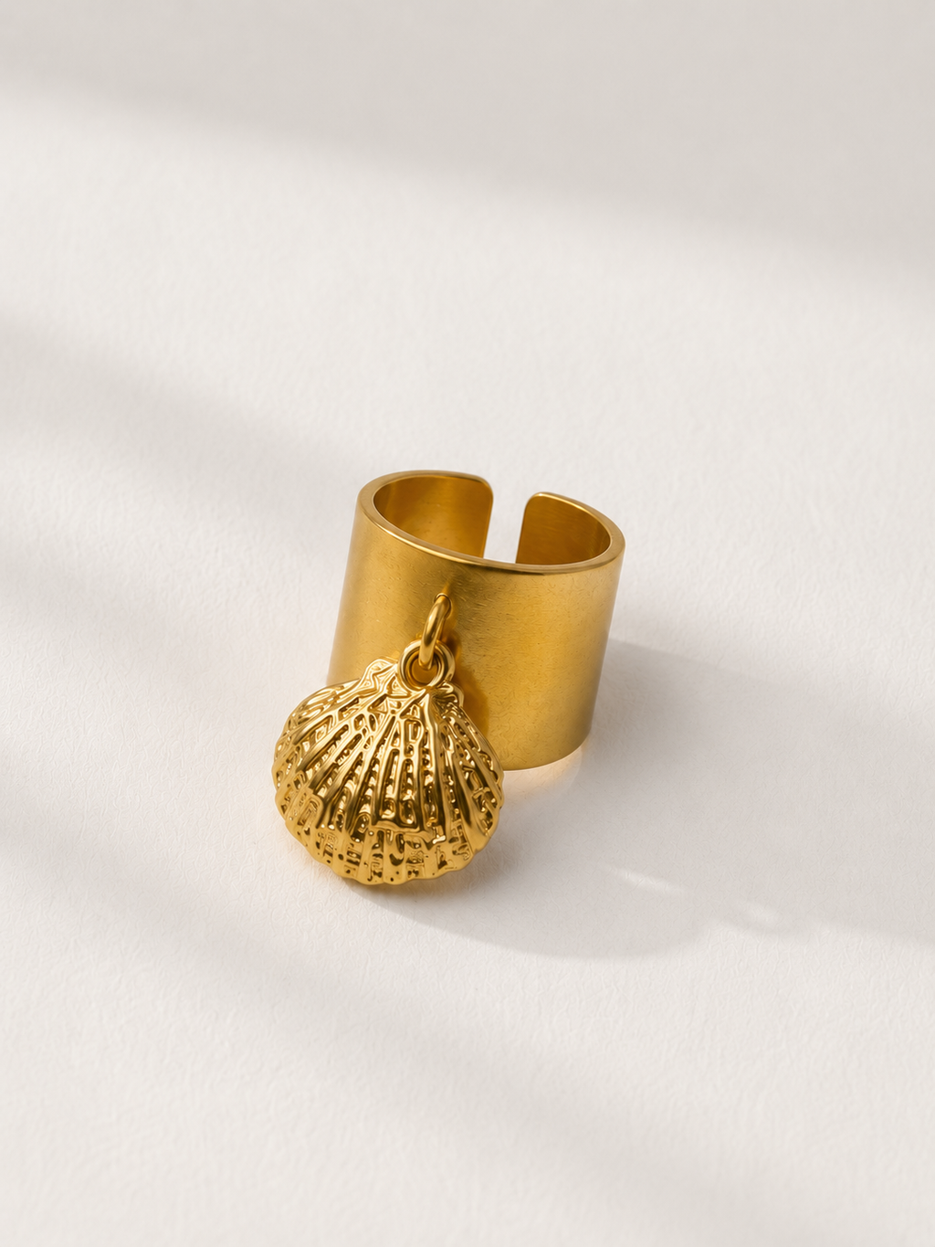 Bague Ouverte Coquillage Doré